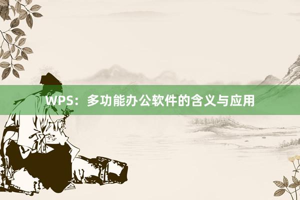 WPS：多功能办公软件的含义与应用